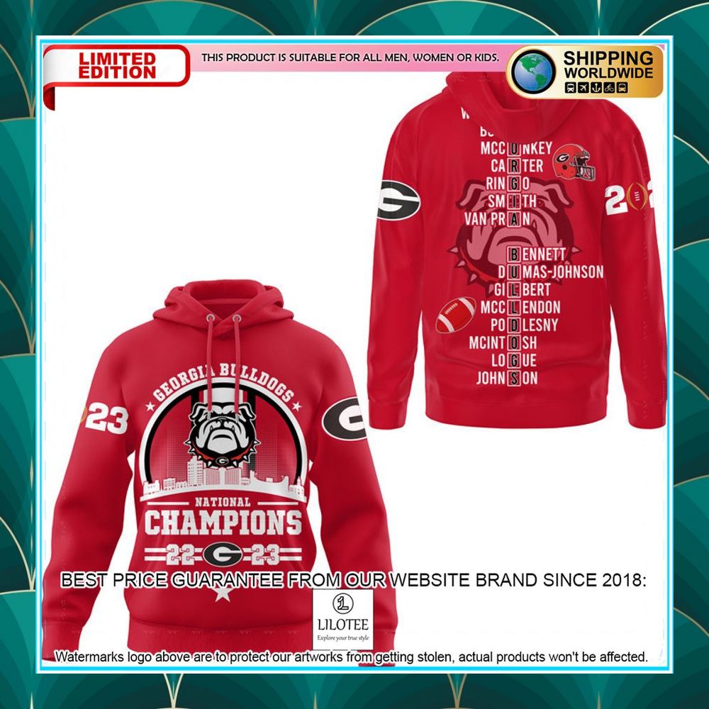 Georgia Bulldogs Circle Logo 2023 Champions Red 3D Hoodie, Shirt 6 georgia bulldogs circle logo 2023 champions red 3d hoodie shirt 2 79