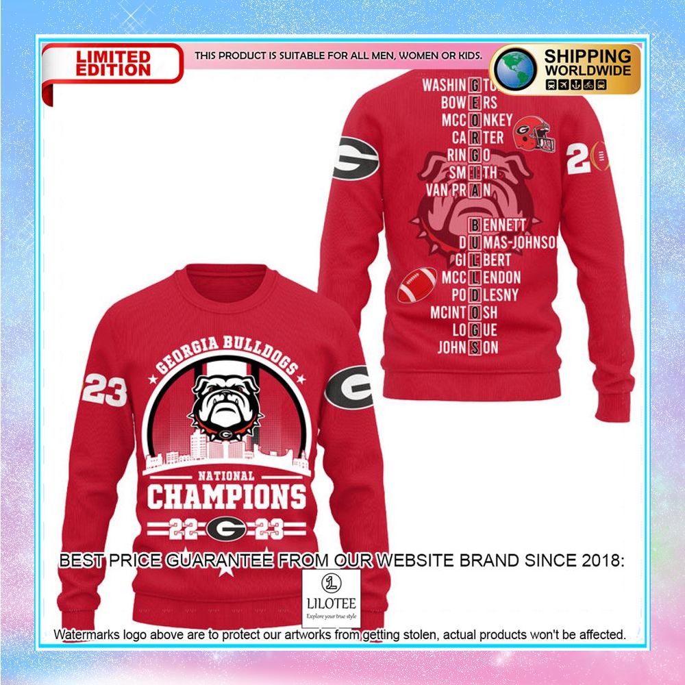 Georgia Bulldogs Circle Logo 2023 Champions Red 3D Hoodie, Shirt 3 georgia bulldogs circle logo 2023 champions red 3d hoodie shirt 3 411