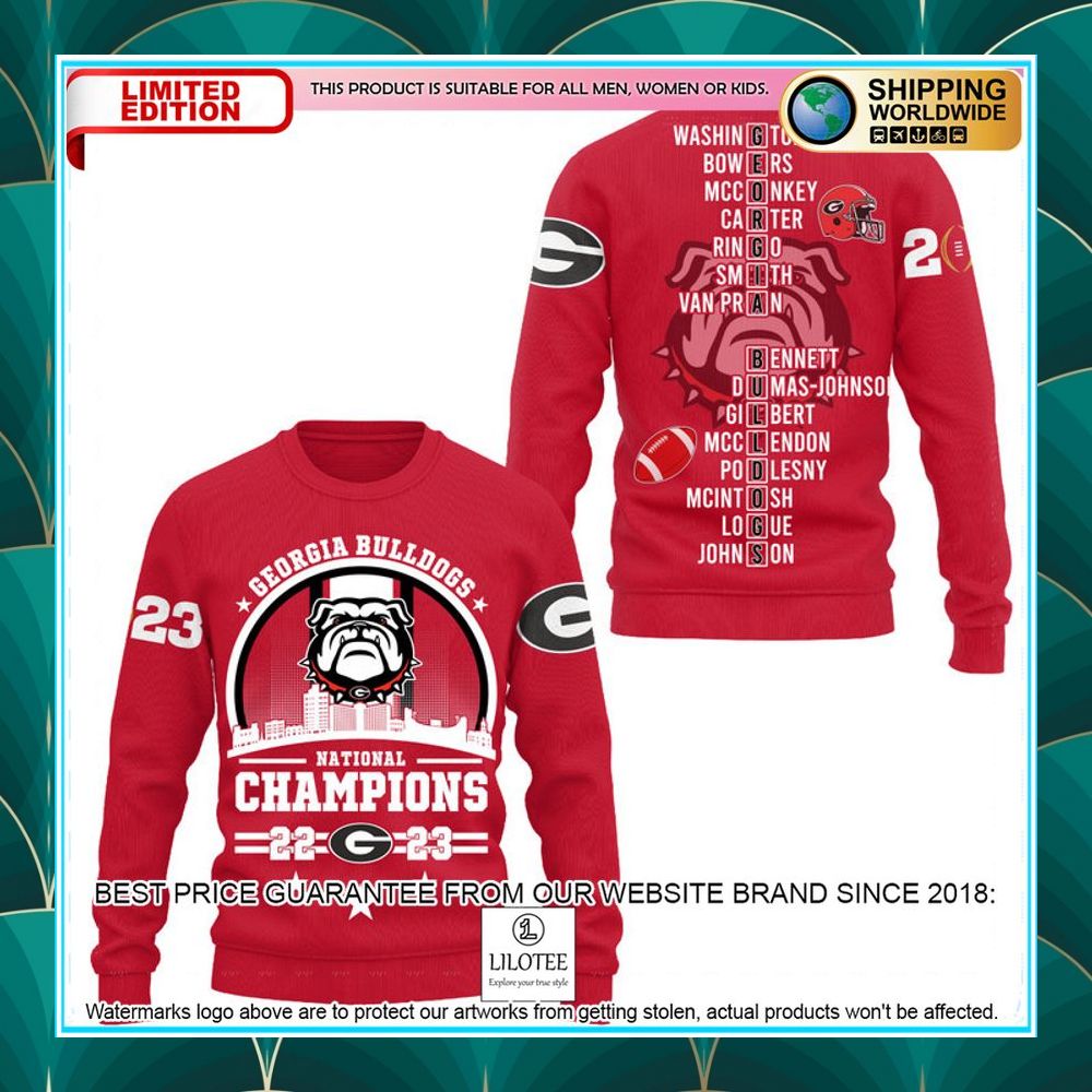 Georgia Bulldogs Circle Logo 2023 Champions Red 3D Hoodie, Shirt 7 georgia bulldogs circle logo 2023 champions red 3d hoodie shirt 3 680