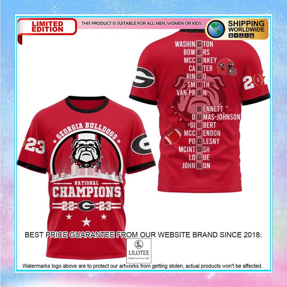 Georgia Bulldogs Circle Logo 2023 Champions Red 3D Hoodie, Shirt 4 georgia bulldogs circle logo 2023 champions red 3d hoodie shirt 4 339