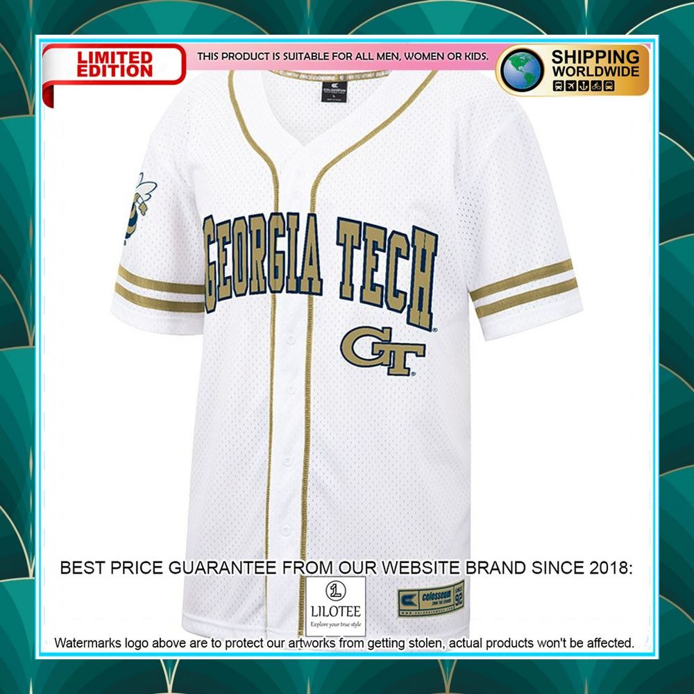 georgia tech yellow jackets white gold baseball jersey 2 880