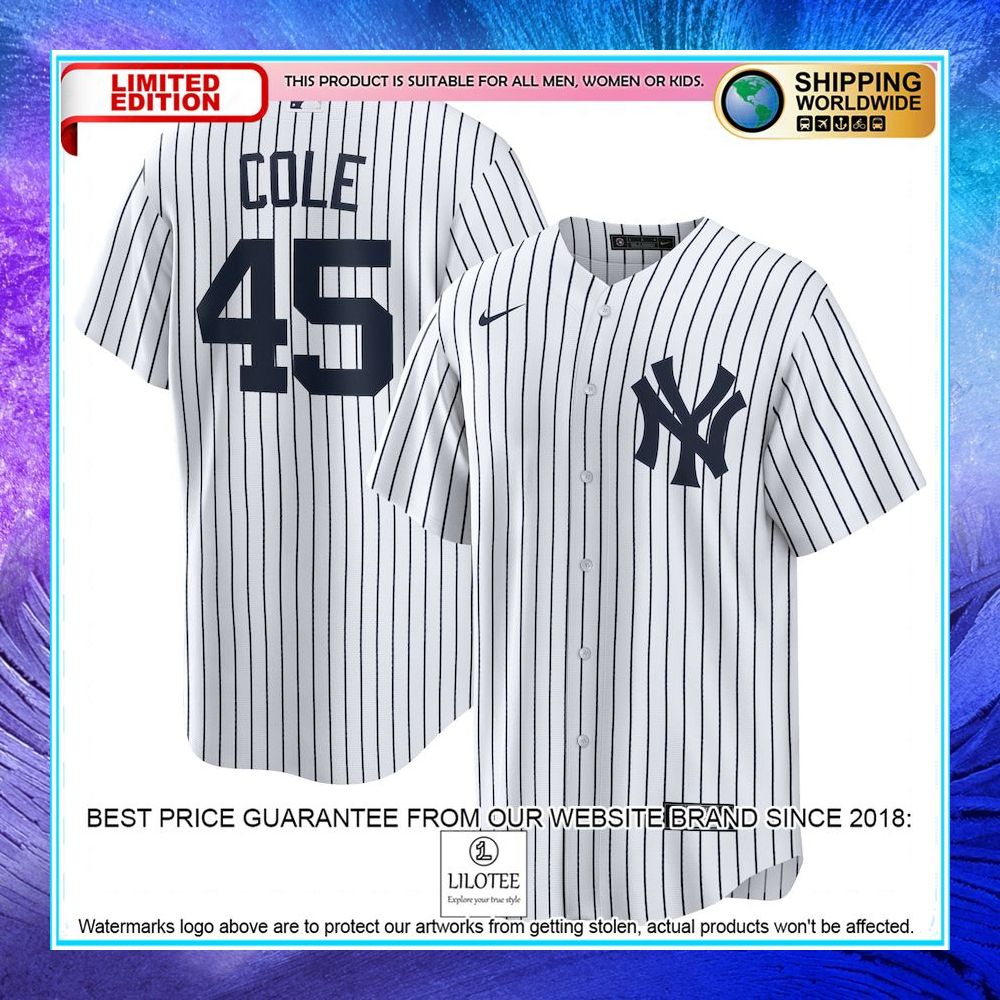 gerrit cole 45 new york yankees nike home white baseball jersey 1 917