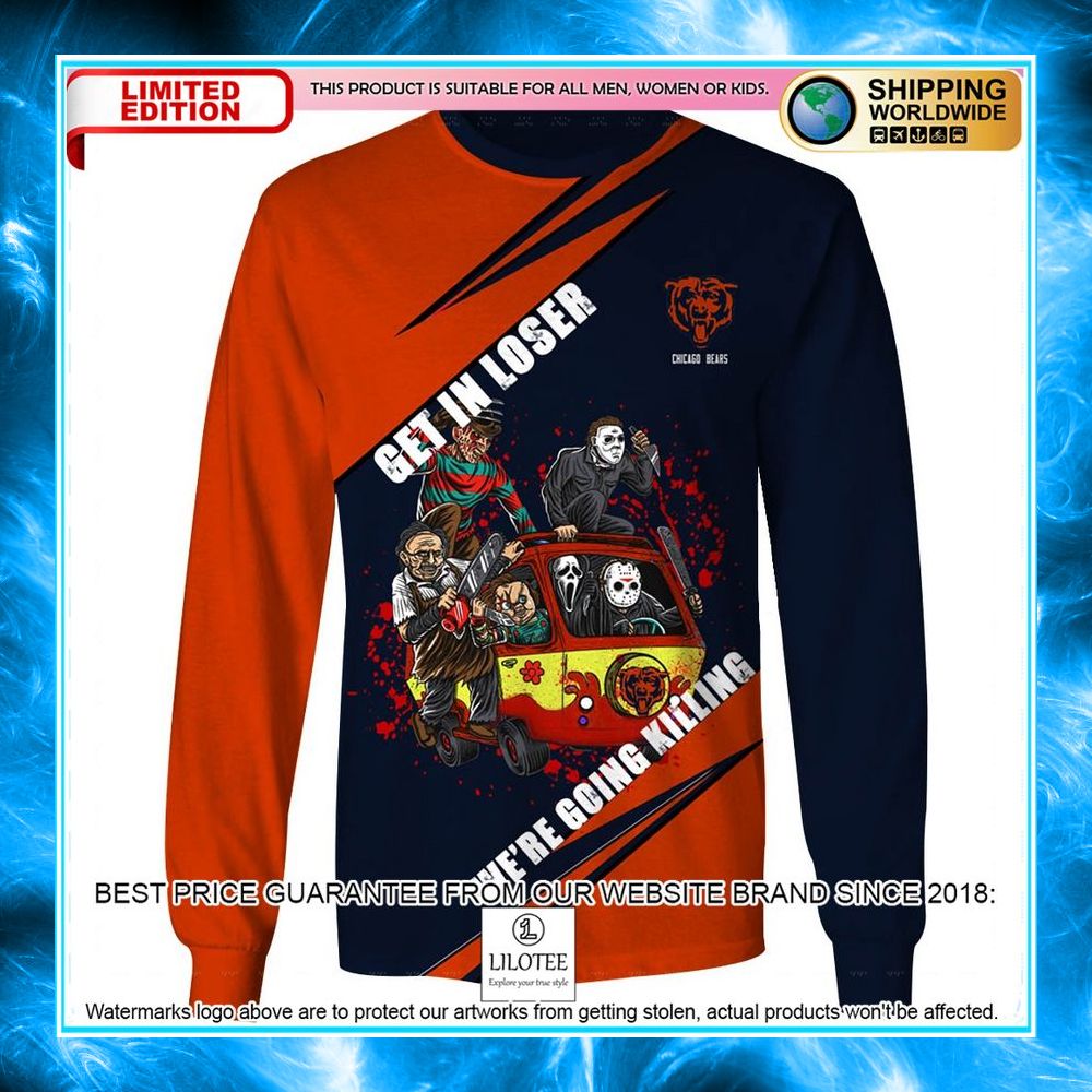 get in loser were going killing horror characters chicago bears 3d shirt hoodie 3 184