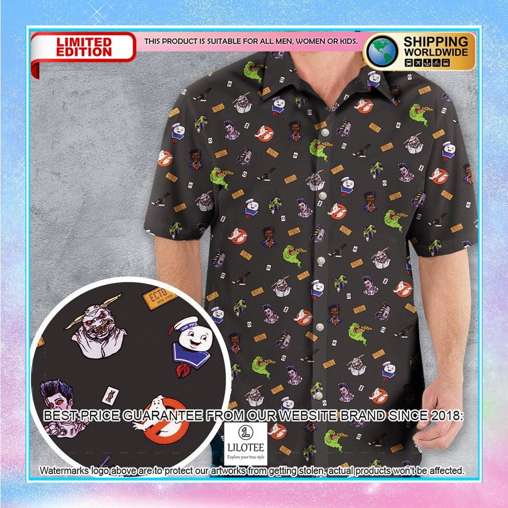 ghostbusters pattern hawaiian shirt 1 338