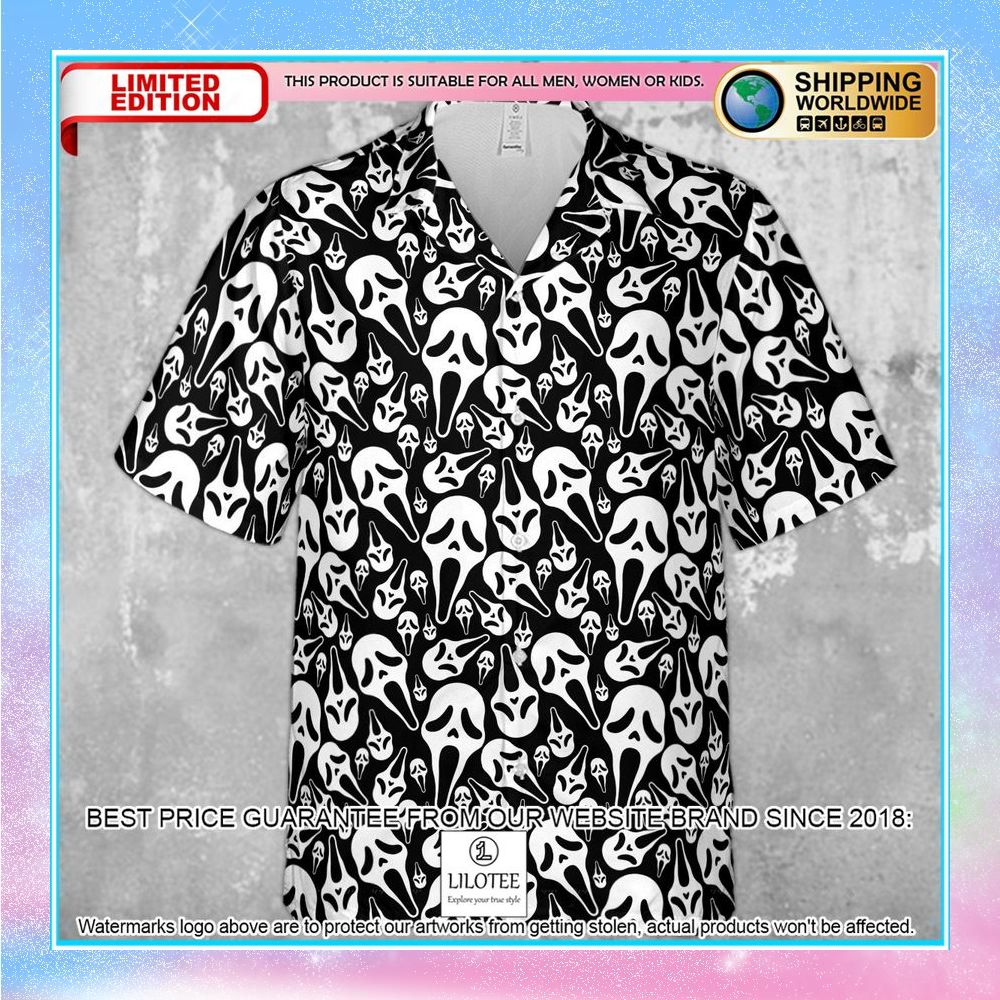 ghostface horror movie pattern halloween hawaiian shirt 2 882