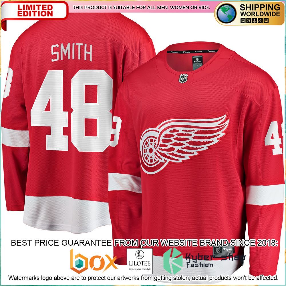 givani smith detroit red wings red hockey jersey 1 793