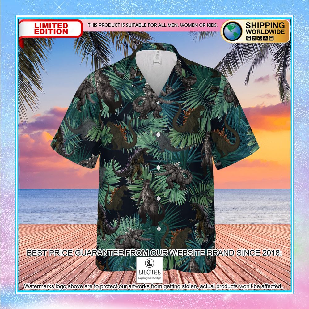 godzilla kaiju pattern hawaiian shirt 2 190