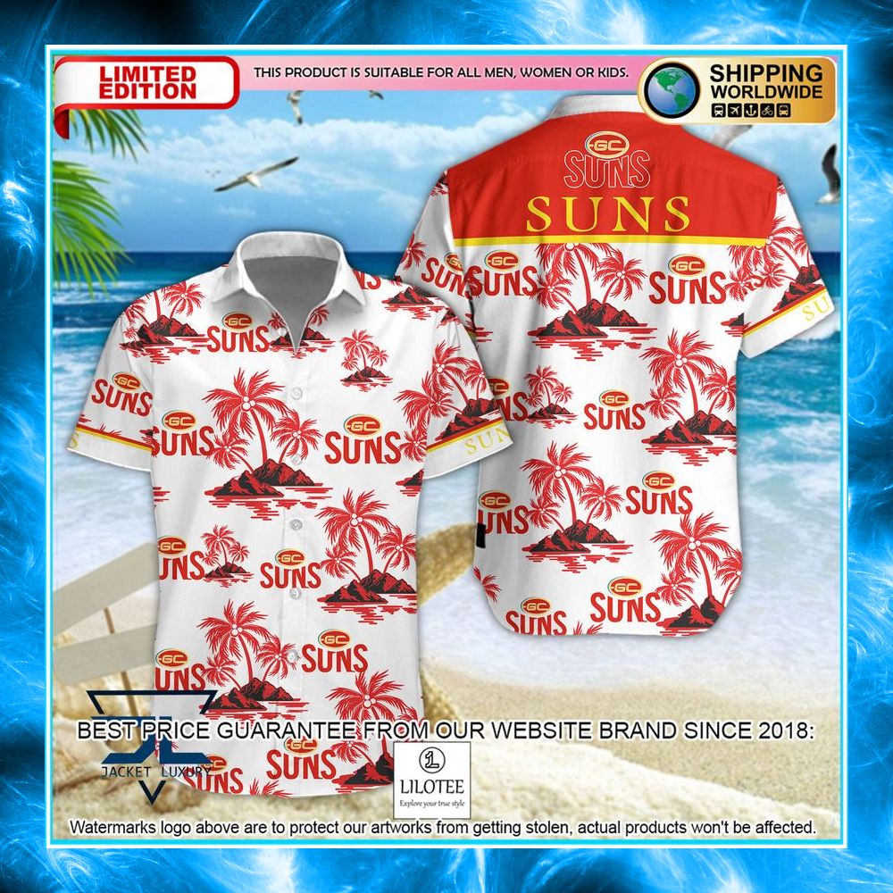 gold coast suns hawaiian shirt shorts 1 486