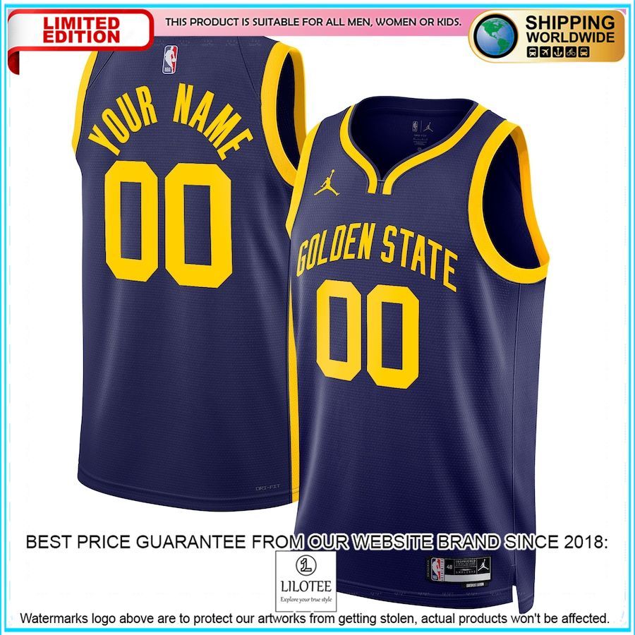 golden state warriors jordan brand 2022 23 custom blue basketball jersey 1 274