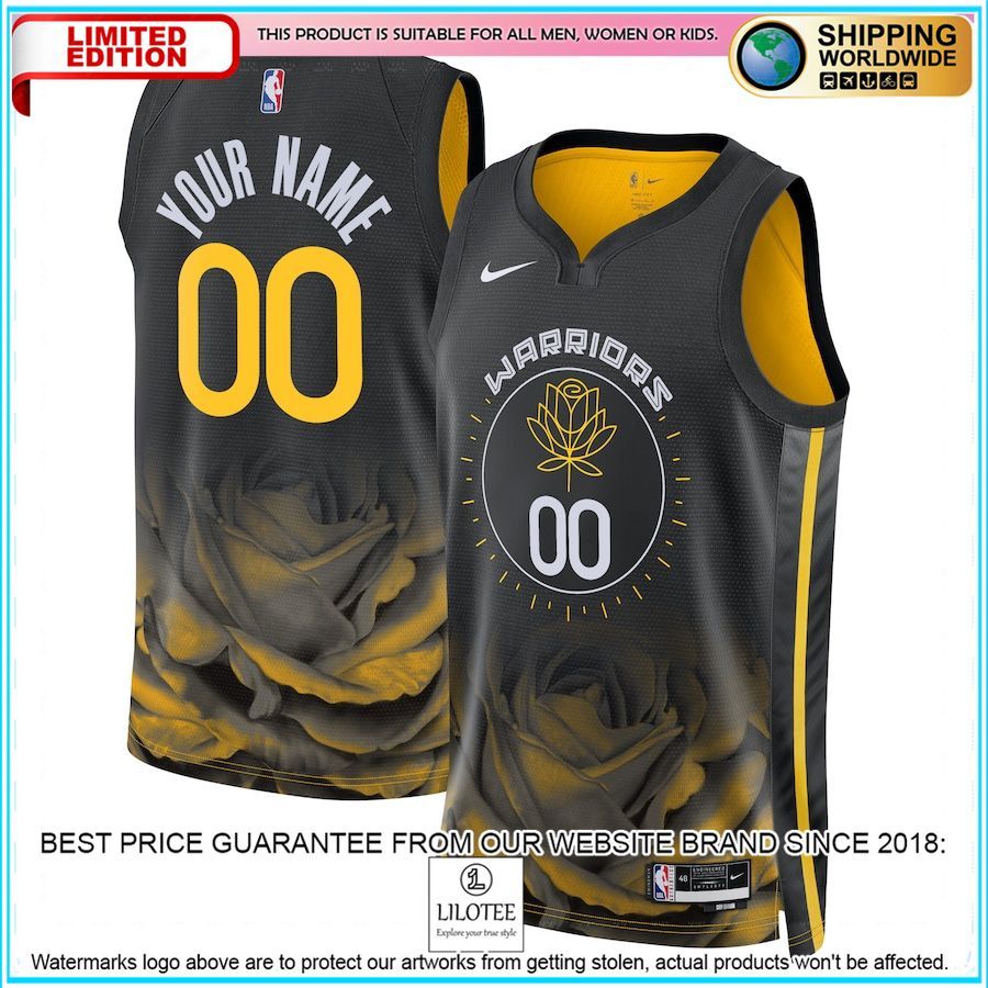 golden state warriors nike 2022 23 custom black basketball jersey 1 324