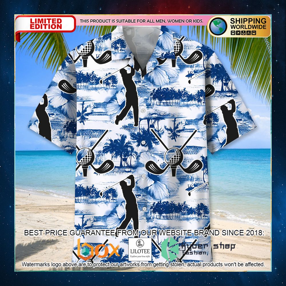 golf blue nature hawaiian shirt 2 965