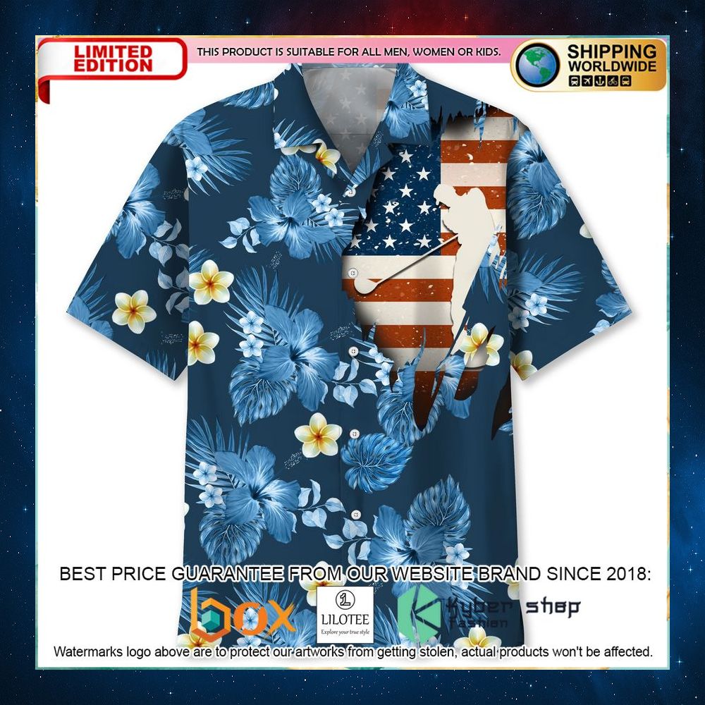 golf us flag blue hawaiian shirt 1 989