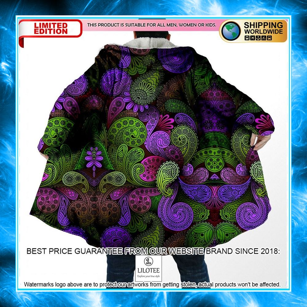 green purple paisley hooded cloak 1 894