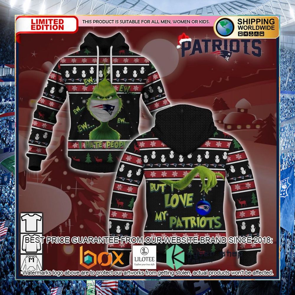 grinch i hate people but love my nfl patriots hoodie shirt 1 599
