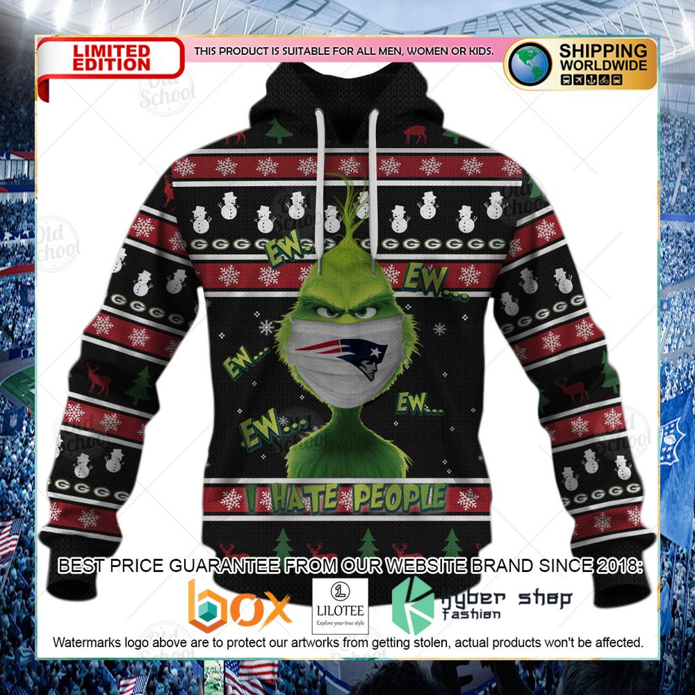 grinch i hate people but love my nfl patriots hoodie shirt 2 84
