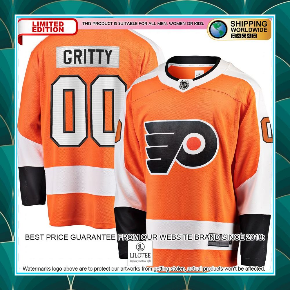 gritty philadelphia flyers breakaway orange hockey jersey 1 98