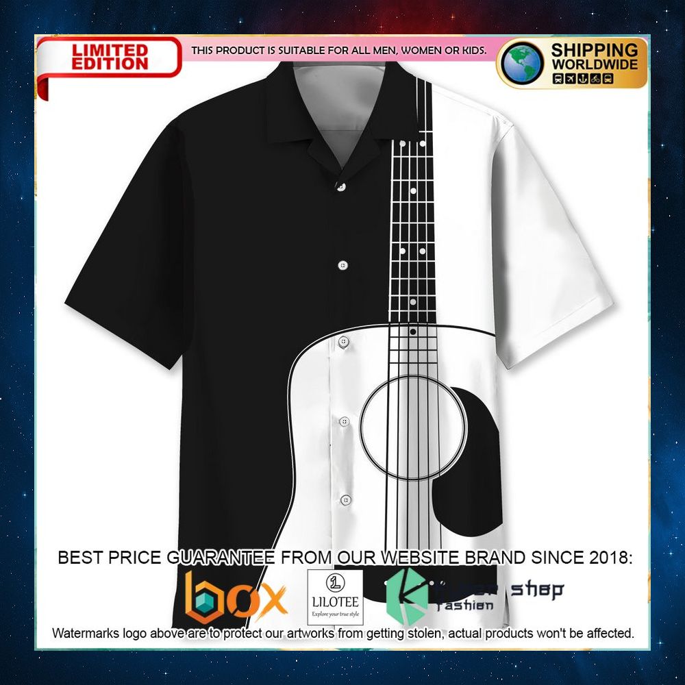 guitar black white hawaiian shirt 1 540