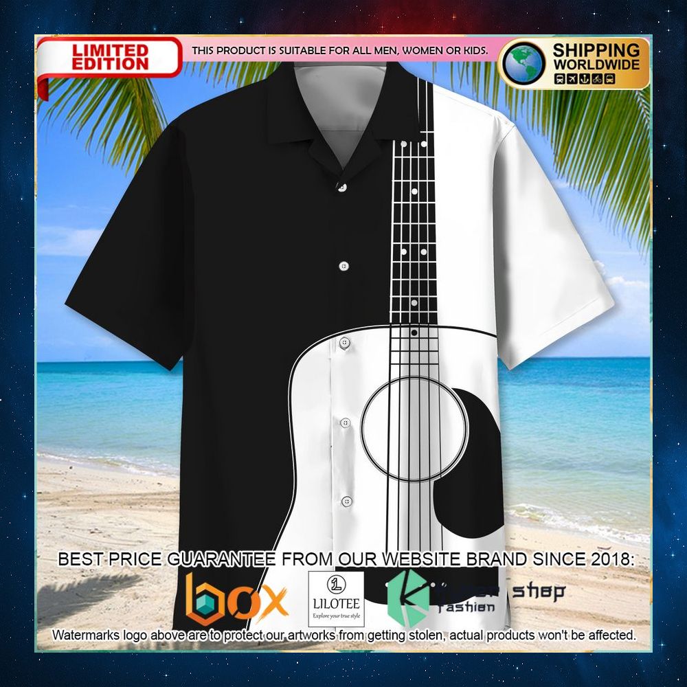 guitar black white hawaiian shirt 2 20
