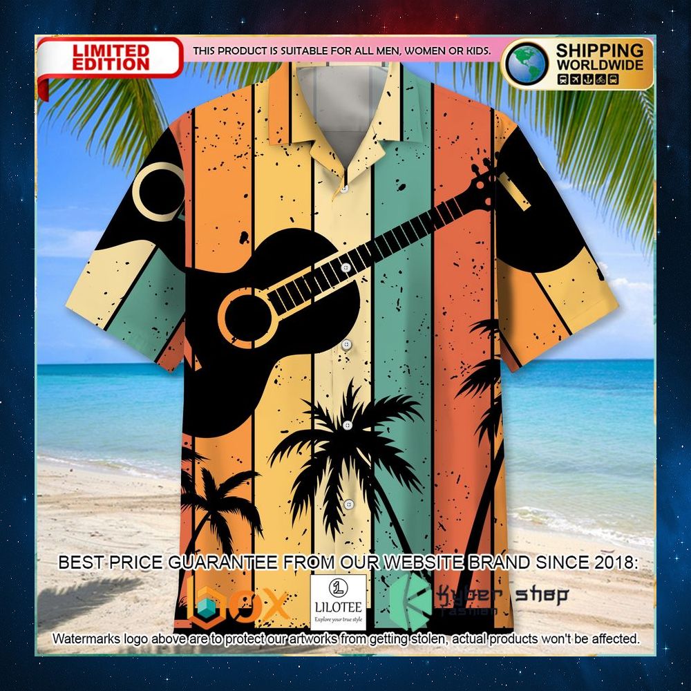 guitar the beach hawaiian shirt 2 518