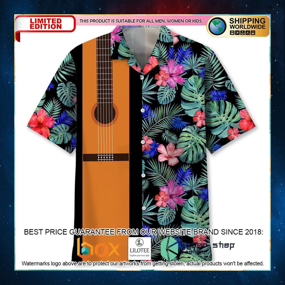 guitar tropical color hawaiian shirt 1 758