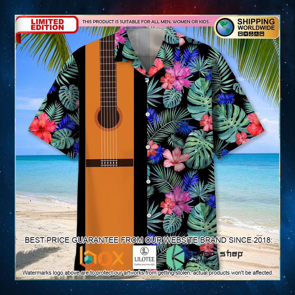 guitar tropical color hawaiian shirt 2 339