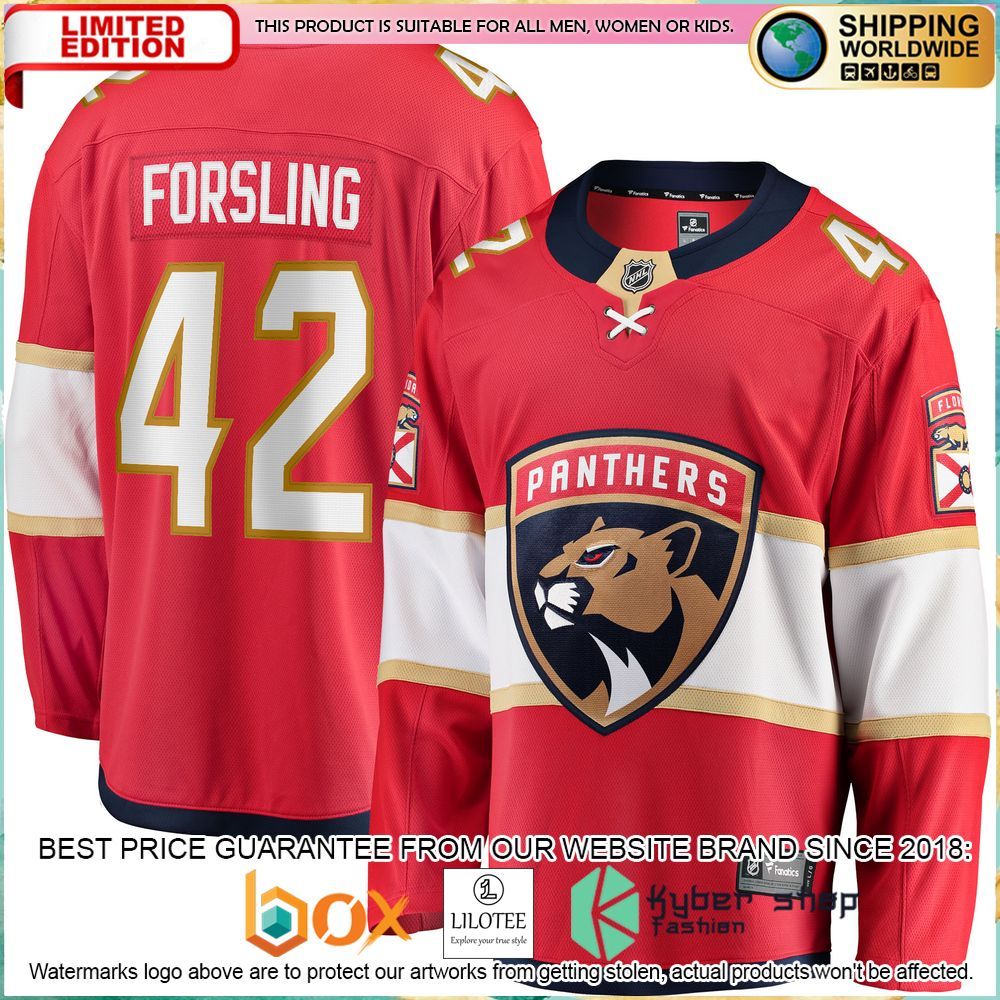 gustav forsling florida panthers home breakaway red hockey jersey 1 875