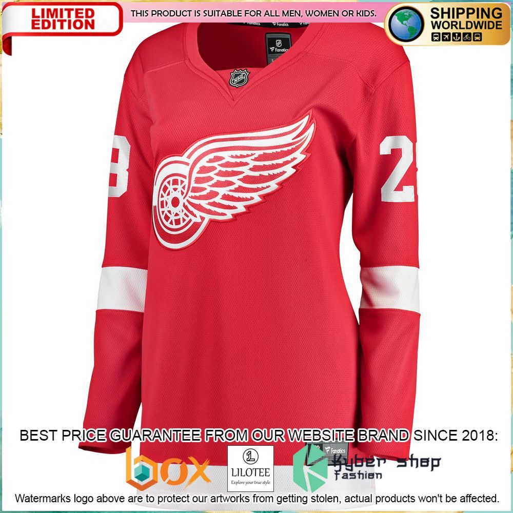 gustav lindstrom detroit red wings womens home breakaway red hockey jersey 2 420