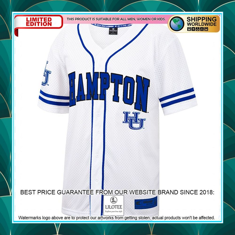 hampton pirates white royal baseball jersey 2 687