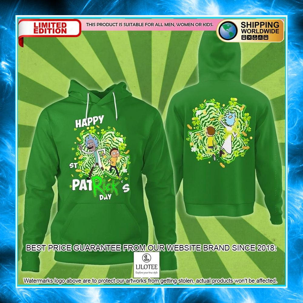 happy st patrick day rick and morty 3d hoodie 1 263