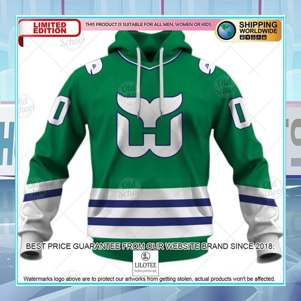 hartford whalers carolina hurricanes vintage nhl green custom shirt hoodie 1 889