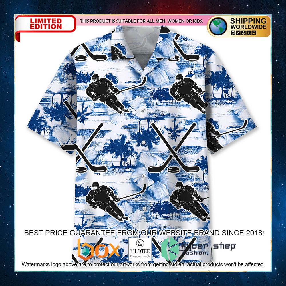 hockey blue tropical hawaiian shirt 1 114
