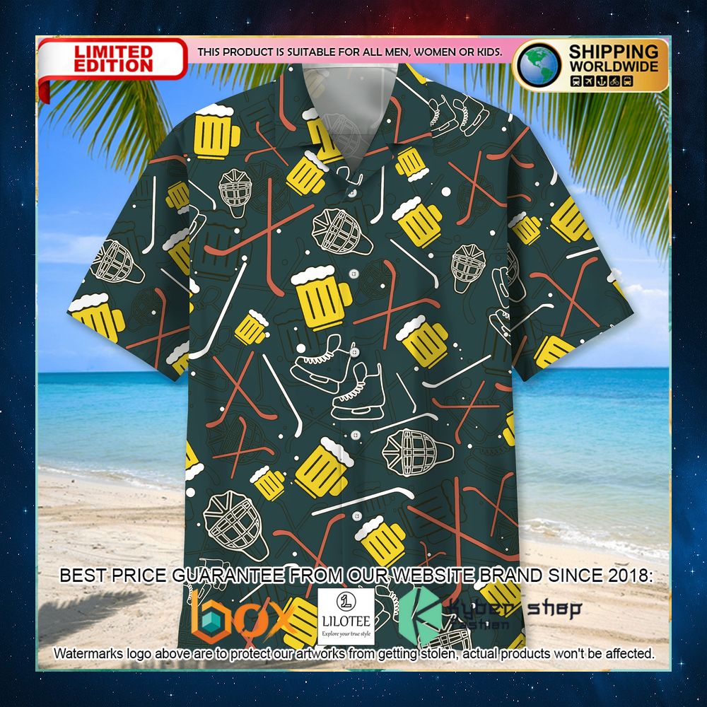 hockey pattern hawaiian shirt 2 947