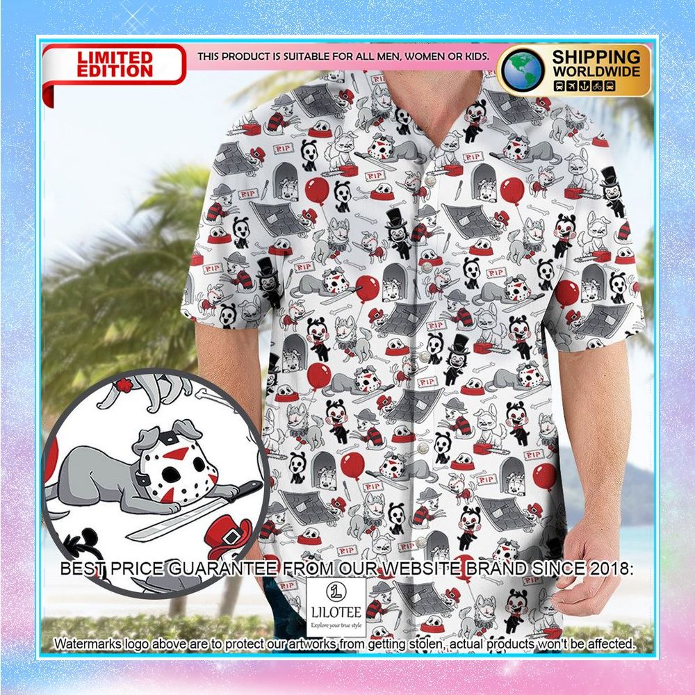 horror characters dog pattern hawaiian shirt 1 433