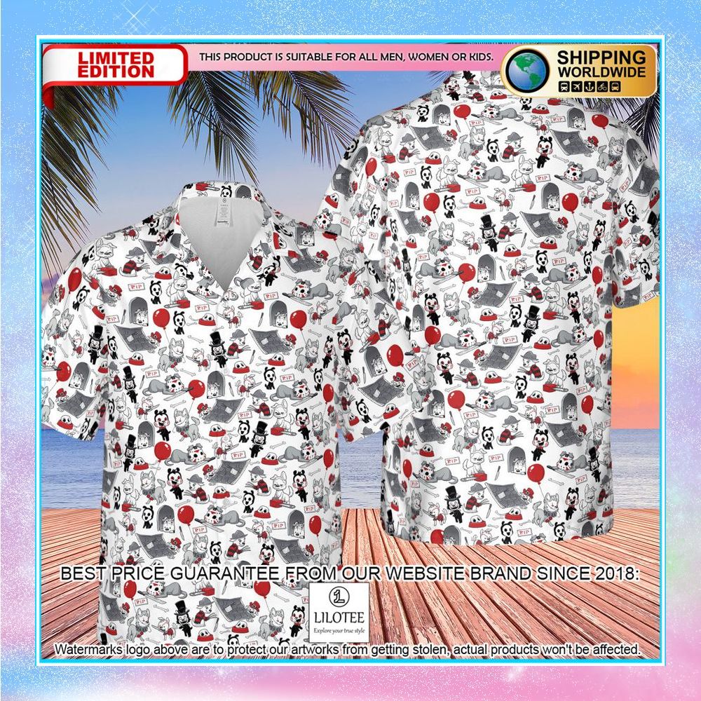 horror characters dog pattern hawaiian shirt 2 141