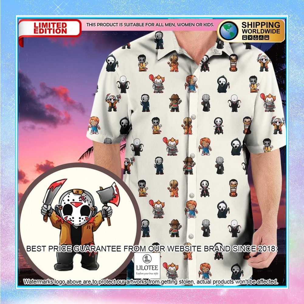 horror movies characters pattern hawaiian shirt 1 341