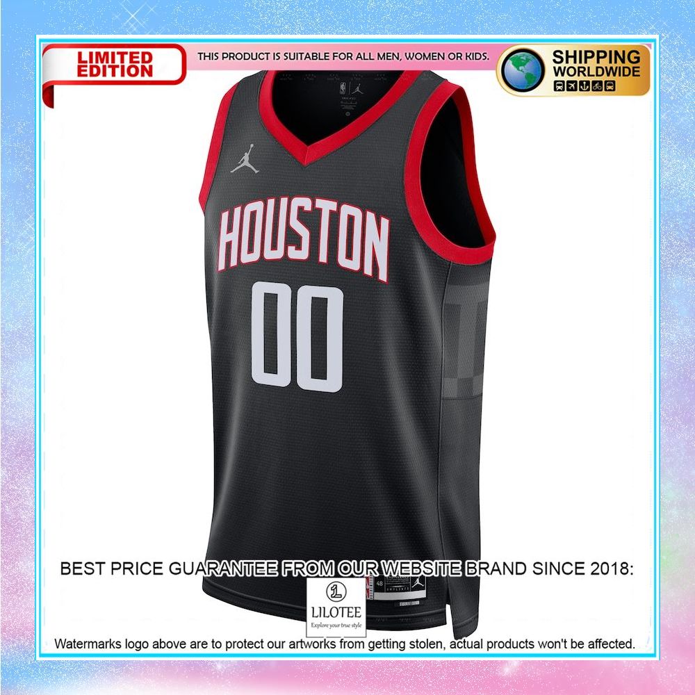 houston rockets jordan brand unisex 2022 23 custom black basketball jersey 2 997