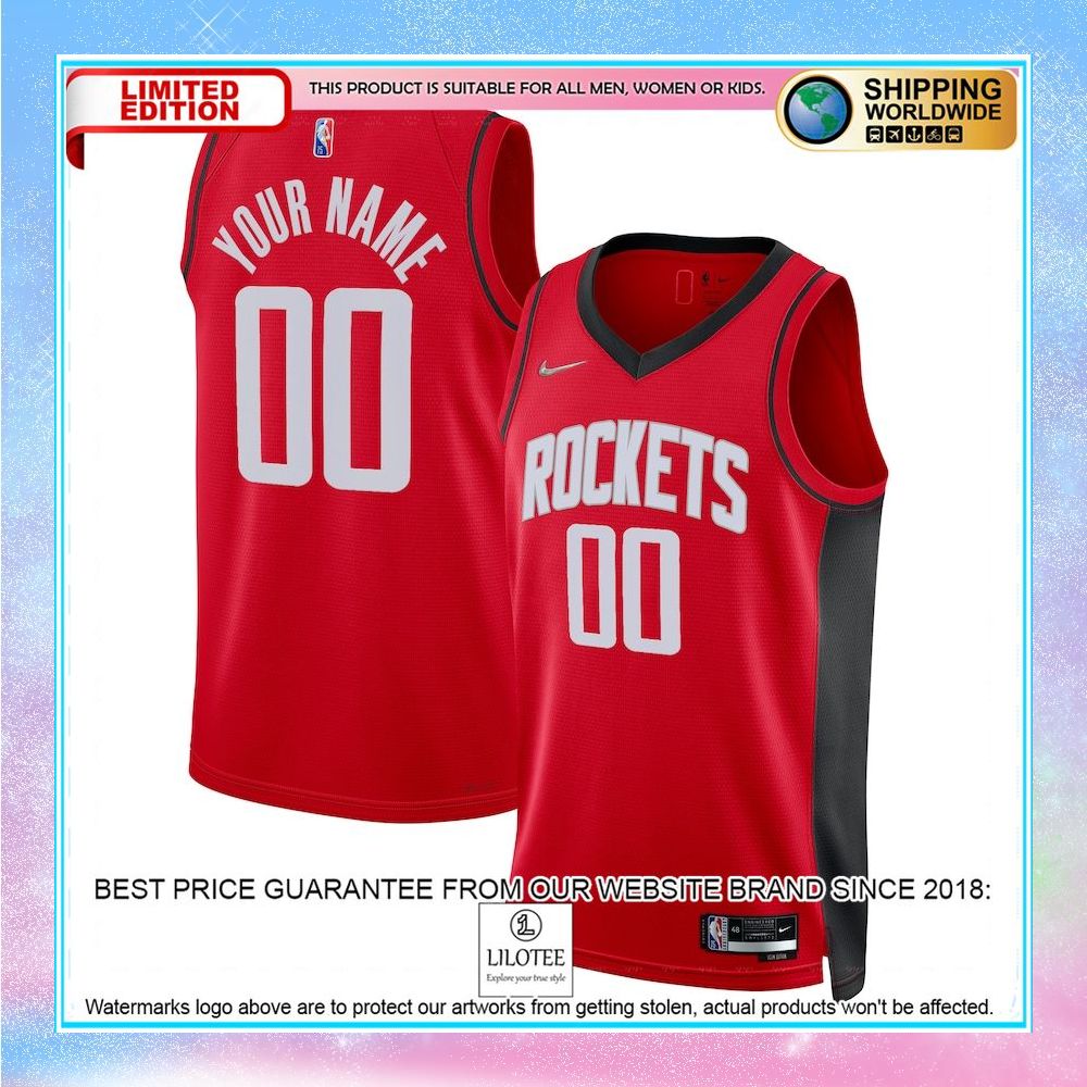 houston rockets nike 2021 22 diamond custom red basketball jersey 1 712