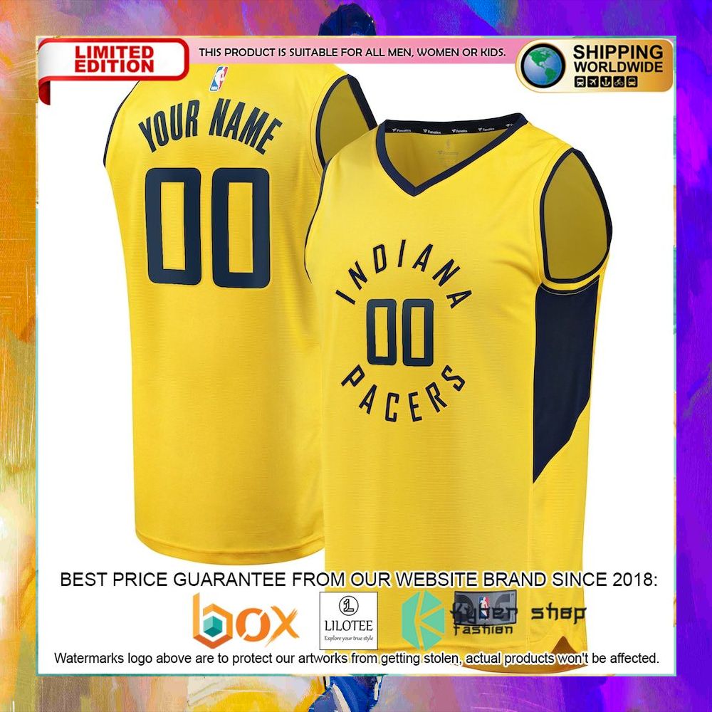 indiana pacers custom yellow basketball jersey 1 732
