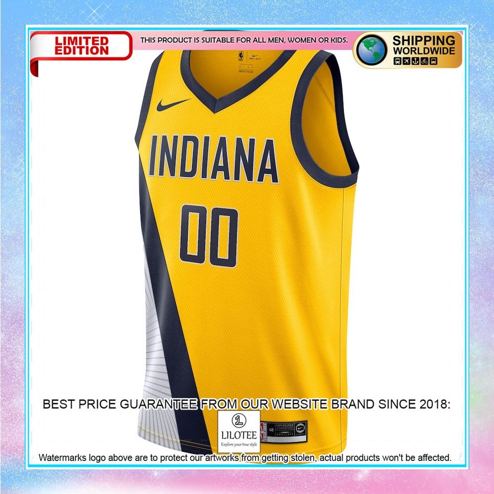 indiana pacers nike 2019 20 custom yellow basketball jersey 2 932