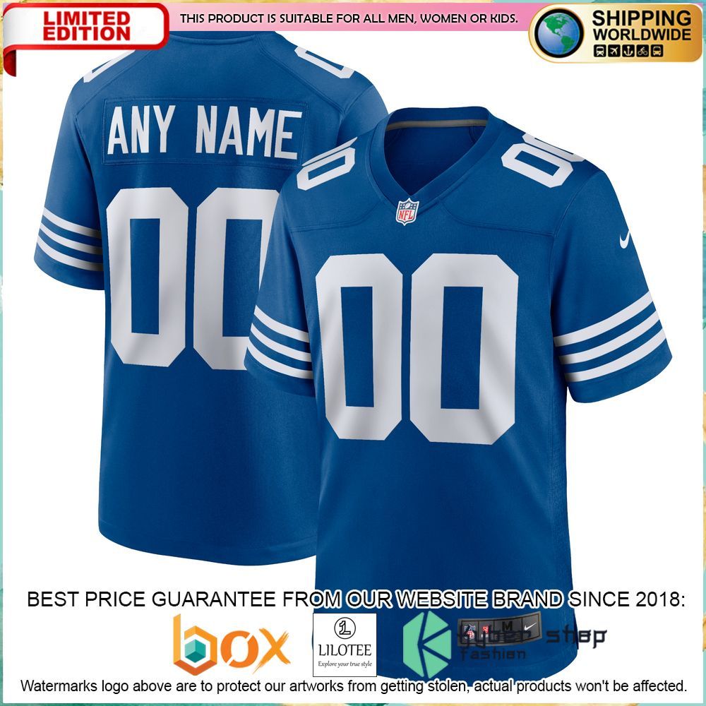 indianapolis colts nike alternate custom royal football jersey 1 995