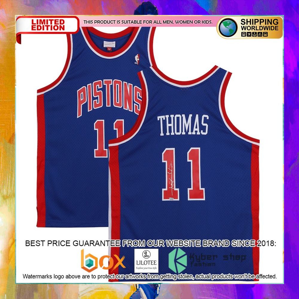 isiah thomas detroit pistons blue basketball jersey 1 165