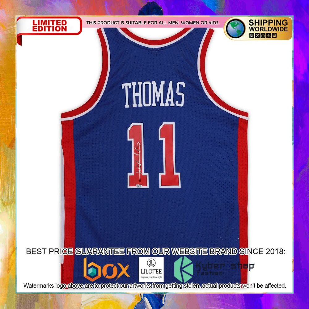 isiah thomas detroit pistons blue basketball jersey 2 260