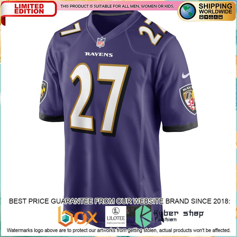 j k dobbins baltimore ravens nike purple football jersey 2 579