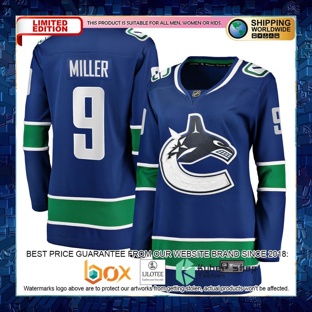 J.T. Miller Vancouver Canucks Women’s Blue Hockey Jersey - LIMITED EDITION 5 j t miller vancouver canucks womens blue hockey jersey 1 223