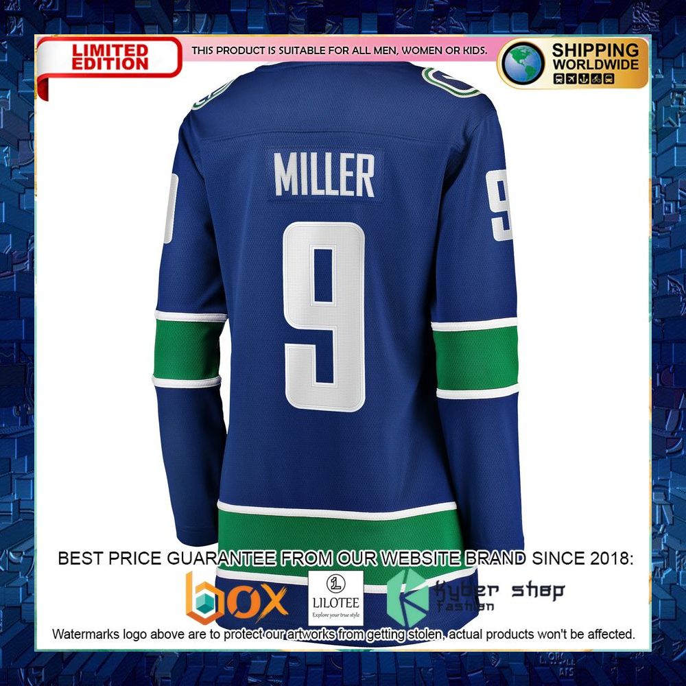 J.T. Miller Vancouver Canucks Women’s Blue Hockey Jersey - LIMITED EDITION 7 j t miller vancouver canucks womens blue hockey jersey 3 612