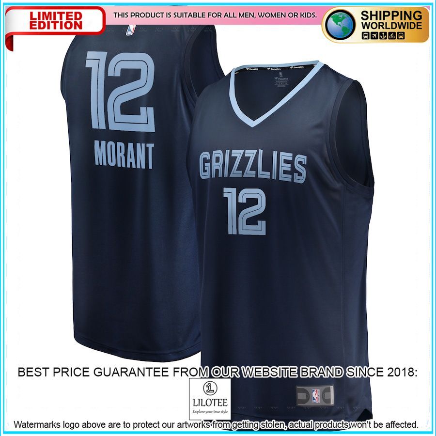 ja morant memphis grizzlies 2019 20 navy basketball jersey 1 621