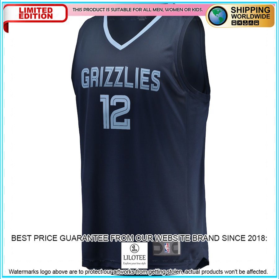 ja morant memphis grizzlies 2019 20 navy basketball jersey 2 259