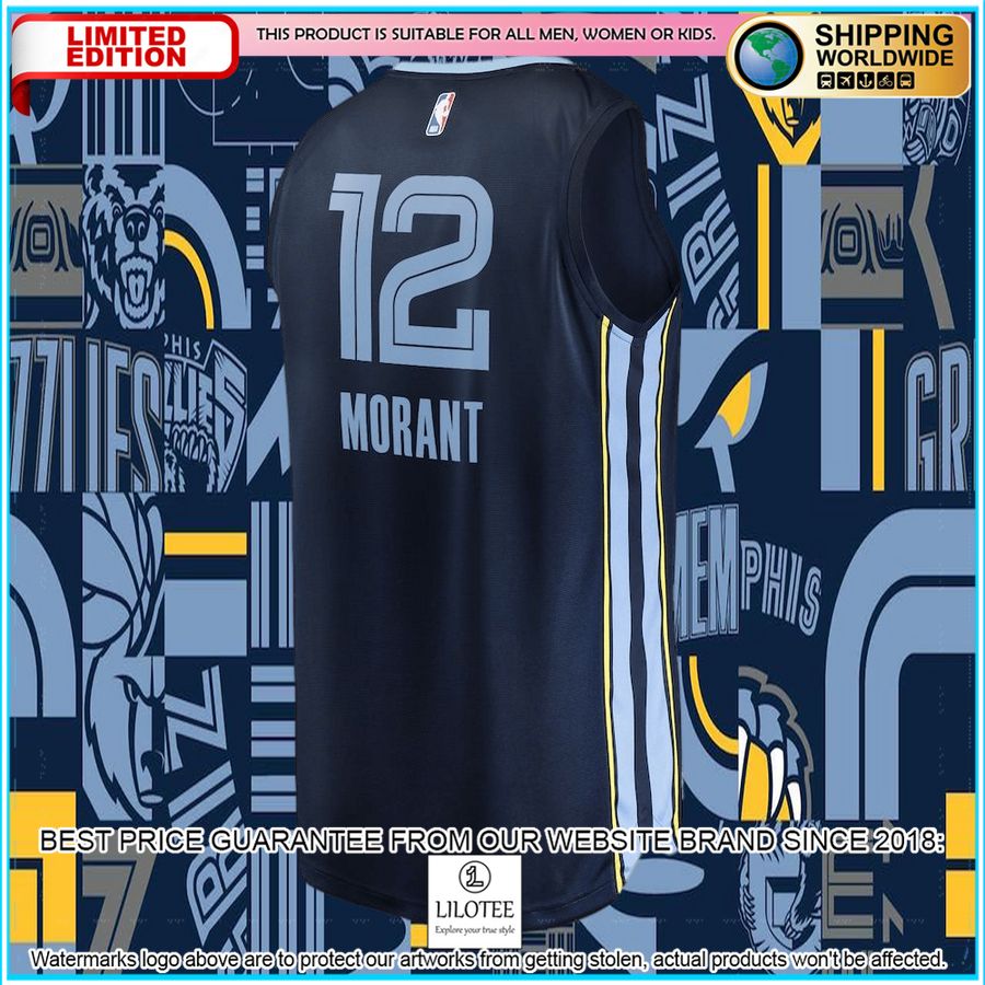 Ja Morant Memphis Grizzlies 2019-20 Navy Basketball Jersey - LIMITED EDITION 6 ja morant memphis grizzlies 2019 20 navy basketball jersey 6 201
