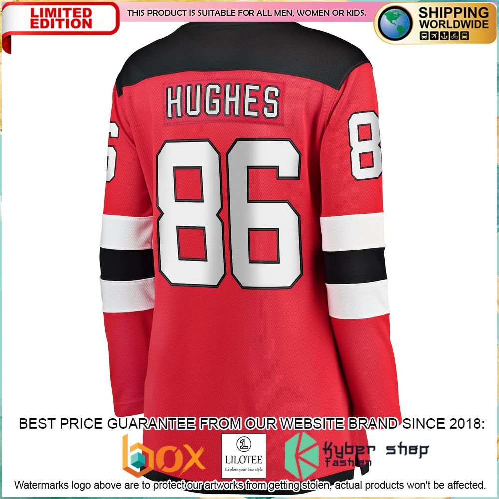Jack Hughes New Devils Women’s Red Hockey Jersey - LIMITED EDITION 3 jack hughes new devils womens red hockey jersey 3 657