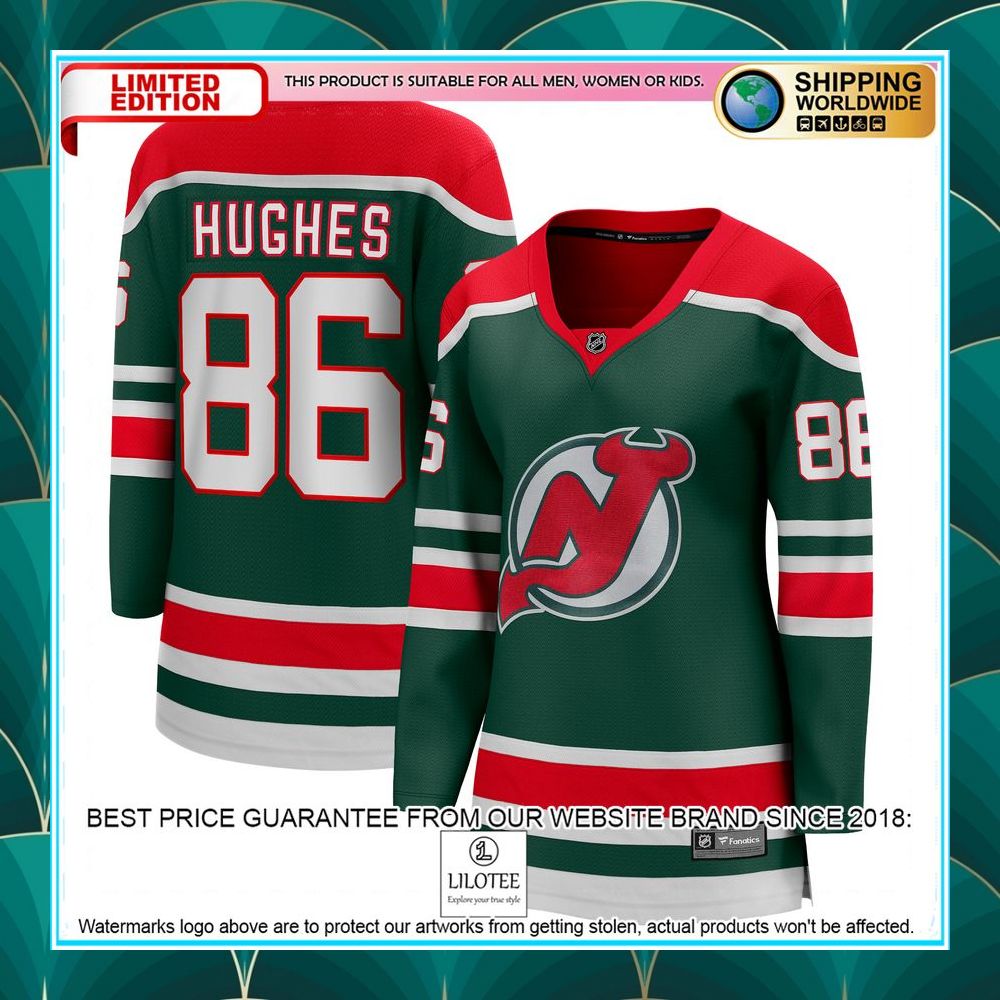 jack hughes new jersey devils womens 2020 21 special edition green hockey jersey 1 904
